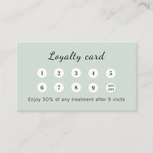 Sage green qr code business logo ロイヤリティカード (正面)