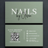 Sage Green QR Code Nail Specialist Metallic  名刺