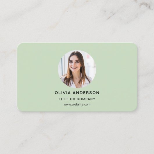 Sage Green QR Code Photo 名刺 (正面)