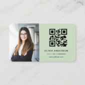Sage Green QR Code Photo 名刺 (正面)