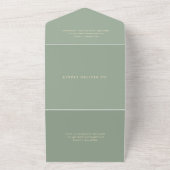 Sage Green QR Code Simple Modern Wedding オールインワン招待状 (外側)