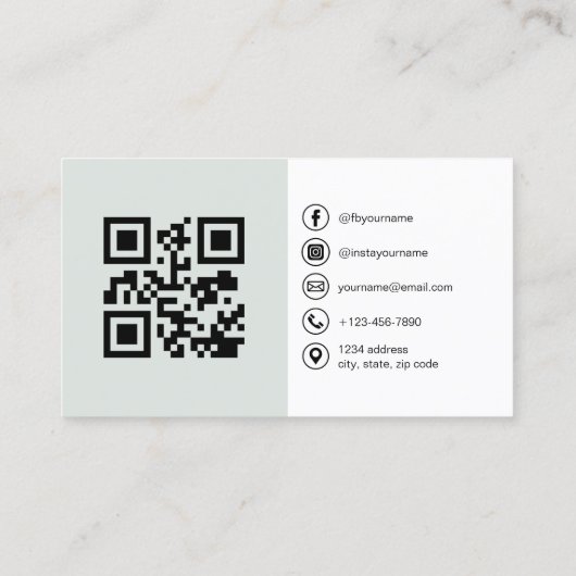 Sage Green QR Code Social Media 名刺 (裏面)