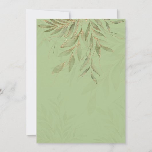 Sage Green Ramadan Iftar Leaves Lantern Invitation 招待状 (裏面)