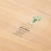 Sage Green Ranunculus Mason Jar Bridal Shower アクリル招待状 (レイダウン)