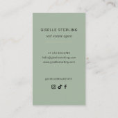 Sage Green Real Estate Agent Minimal Modern 名刺 (裏面)