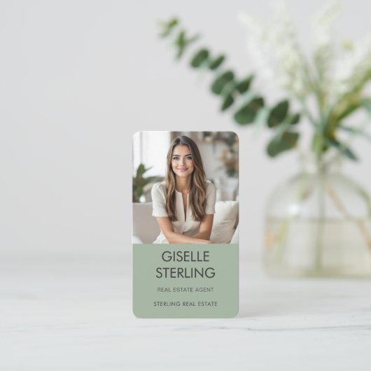 Sage Green Real Estate Agent Photo  名刺 (スタンド正面)