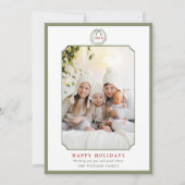 Sage Green & Red Happy ミニマル Holidays写真 シーズンカード (正面)