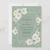 Sage Green Refined Botanical Wedding 招待状 (正面)