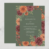 Sage Green Refined Fall Wedding 招待状 (正面/裏面)