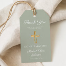 Sage Green Religious Cross Boy Confirmation
