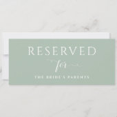 Sage Green Reserved Signテンプレートぶら下がったまたはテーブル 招待状 (正面)