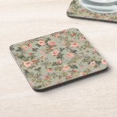 Sage Green Retro Maximalist Floral コースター (左側)