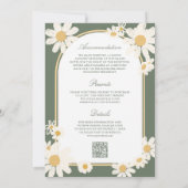 Sage Green Retro Yellow Daisy All in One Wedding 招待状 (裏面)
