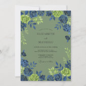 Sage Green Rich Botanical Wedding 招待状 (正面)