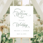 Sage Green Romanticスクリプト渦巻形のの結婚歓迎 ポスター