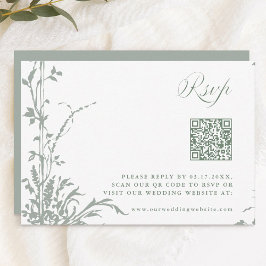 Sage Green Romantic Botanical Garden Wedding 出欠カード