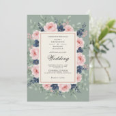 Sage Green Romantic Floral Wedding 招待状 (スタンド正面)