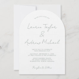 Sage Green Romantic Modern Arch Wedding Invitation 招待状