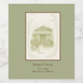 sage green romantic wedding outdoor café ワインラベル (シングルラベル)