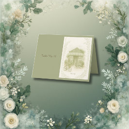 sage green romantic wedding outdoor table number サンキューカード