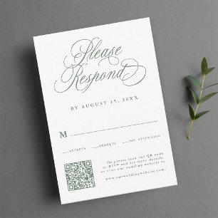 Sage Green Romantic Writhaphの結婚QRコード 出欠カード