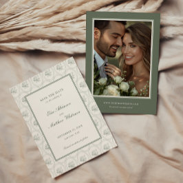 Sage Green Rose Wedding セーブザデート
