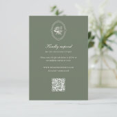 Sage Green Rose Wedding Details 出欠カード (スタンド正面)