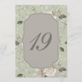 Sage Green Rose Wedding Table Numbers 10–19 招待状 (正面)