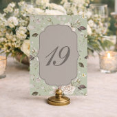 Sage Green Rose Wedding Table Numbers 10–19 招待状