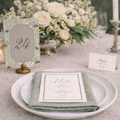 Sage Green Rose Wedding Table Numbers 20-29 招待状