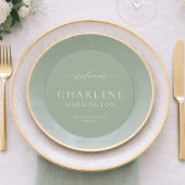 Sage Green Round Wedding Menu メニュー