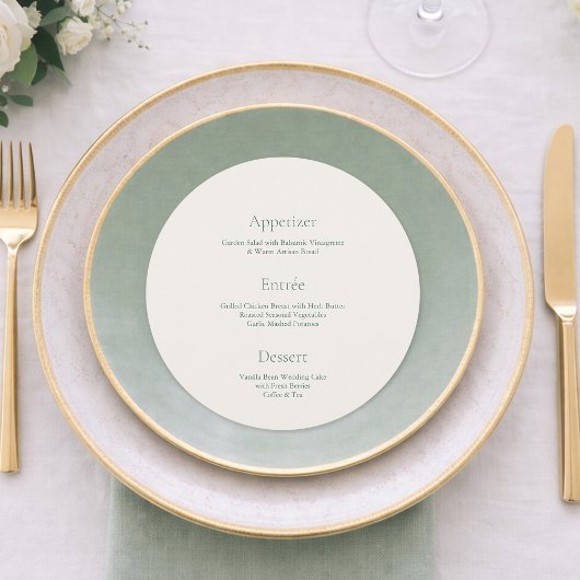 Sage Green Round Wedding Menu メニュー