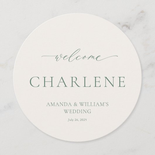 Sage Green Round Wedding Menu Card メニュー (正面)