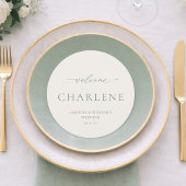 Sage Green Round Wedding Menu Card メニュー