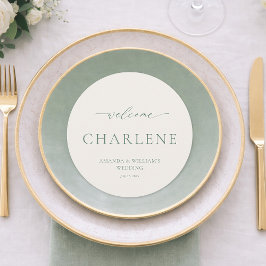 Sage Green Round Wedding Menu Card メニュー