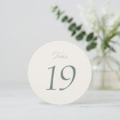 Sage Green Round Wedding Table Numbers 1–19 サンキューカード (スタンド正面)