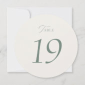 Sage Green Round Wedding Table Numbers 1–19 サンキューカード (裏面)
