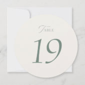 Sage Green Round Wedding Table Numbers 1–19 サンキューカード (正面)