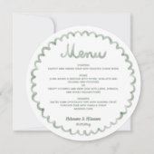Sage Green Round Whimsical Frame Wedding Menu シーズンカード (正面)