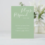 Sage Green RSVPカード結婚のWebサイト 出欠カード (スタンド正面)