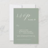 Sage green rsvp書道結婚式のrsvpカード 出欠カード (正面)