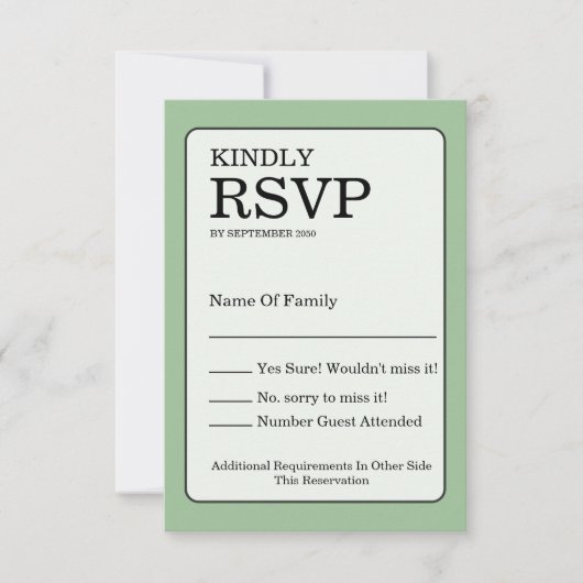 Sage Green RSVP Card (正面)