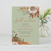 Sage green rust leaves boho floral fall wedding 招待状 (スタンド正面)