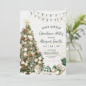Sage Green Rustic Hygge Christmas Comfy and Cozy 招待状 (スタンド正面)