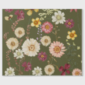 Sage Green Rustic Wildflower Wrapping Paper ラッピングペーパー (フラット)