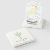 Sage Green Saguaro Cactus Bridal Shower ストーンコースター (横)
