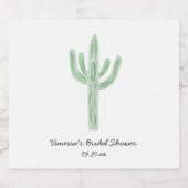 Sage Green Saguaro Cactus Bridal Shower スパークリングワインラベル (シングルラベル)