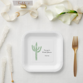 Sage Green Saguaro Cactus Bridal Shower ペーパープレート