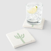 Sage Green Saguaro Cactus Desert Stone Coaster ストーンコースター (横)