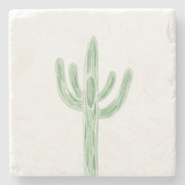 Sage Green Saguaro Cactus Desert Stone Coaster ストーンコースター